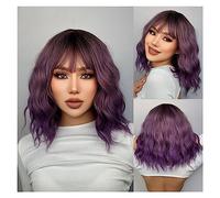 Perruques pour femmes Vague Naturel Résistant À La Chaleur Cheveux Ombre Blonde Court Bob Perruque Synthétique for Les Femmes Avec Une Frange Corps En Or Blanc Perruque pour une utilisation quotidienn
