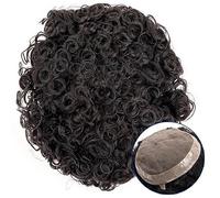 Perruques pour Hommes 15/20/25mm Postiche Bouclé Fine Mono Top et Périmètre PU Cheveux Masculins Toupet Cheveux Indiens Brun Foncé 7" Systèmes de Remplacement de Prothèse de Cheveux Toupee for Hommes