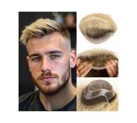 Perruques pour hommes 4T613# Blonde Human Hair Lace Front Men's Hairpiece Mono Top with PU Skin Base Toupee for Men