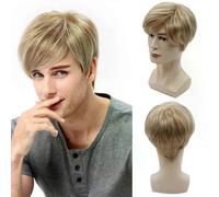 Perruques pour hommes, cheveux courts dorés, mode, perruque blonde courte pour hommes, perruque synthétique