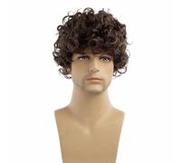 Perruques pour hommes, cheveux courts, synthétiques, marron taupe, avec frange, tendance, perruque courte pour homme, cosplay, quotidien, résistante à la chaleur, densité 150% - M1113 marron - 6 pouc