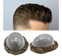 Perruques pour Hommes Chignon Cheveux Toupet for hommes Prothèse de cheveux for hommes Peau douce et fine PU Boucle en V Toupet for hommes Léger ondulé Vrais cheveux humains Postiches for hommes Respi
