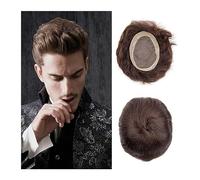 Perruques pour Hommes Chignon Cheveux Toupet marron for hommes Poly Coating Fine Mono NPU Hairpieces Straight Indian Human Hair Systèmes de remplacement de cheveux humains for hommes Perruque Cosplay