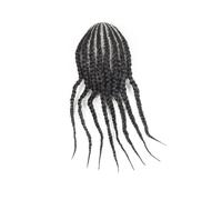 Perruques pour hommes Cornrow Box - toupet tressé for hommes, cheveux naturels, dentelle respirante avec système de remplacement en PU, # 1B(7x10)