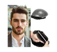 Perruques pour hommes Délié 0.03mm hommes perruque noeud Invisible peau mince cheveux humains hommes toupet système capillaire homme perruque européenne prothèse de cheveux Perruque(Jet Black,8x10)