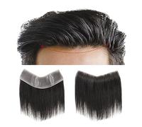 Perruques pour Hommes Hairline Toupee Frontal Hairpiece, Indian Human Hair System 4cmx18cm V-Shape Front Men's Thin Skin 0.08 - .10mm PU Base Toupet pour Hommes