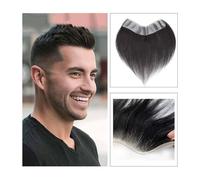 Perruques pour hommes Ligne frontale en V for homme, postiche cheveux naturels, base fine(1B-off Black,3x16cm)