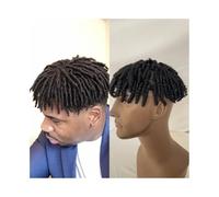 Perruques pour hommes Perruque Afro Braids for hommes noirs 6" Cheveux courts Dreadlock Toupee Full PU Skin humains Postiche for 8x10 pouces Base Systèmes de remplacement cheveux européens
