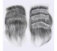 Perruques pour hommes Perruque frontale pour hommes 1B60# Gris Indien Cheveux Humains PU Perruques pour hommes Perruque synthétique naturelle et moelleuse(16x1.5cm)