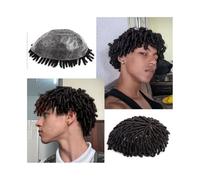 Perruques pour hommes Postiche capillaire tressé au crochet for homme, cheveux humains de 15 cm, base peau 0,1 mm, dreadlocks(1#,7x10)