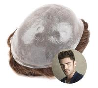 Perruques pour hommes Postiche en cheveux humains bruns for homme, postiche fin de 0,08 mm, double nœud, système durable(5#,7x9)