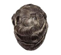 Perruques pour hommes Postiche en cheveux humains naturels avec cheveux gris for homme, prothèse capillaire en dentelle suisse, perruque indienne en PU for homme Perruques calvitie(240#)