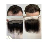 Perruques pour hommes Postiche frontal en cheveux humains for homme, système capillaire européen HD, dentelle frontale invisible, ligne de V, française, postiche noir naturel
