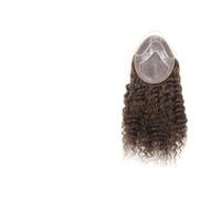 Perruques Pour Hommes Postiche homme brun moyen n° 4, 30,5 cm, 35,5 cm, 40,6 cm, avec dentelle frontale, cheveux humains bouclés, mono-lace, PU autour de la base Postiche pour homme(12 inches)