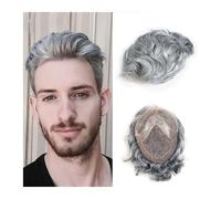 Perruques pour hommes Système de remplacement de cheveux humains Toupee for hommes Fine Mono Wave Perruques masculines Prothèse for hommes 8x10 Unités de postiches gris Perruques calvitie(1B90#)