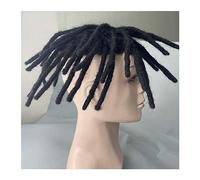 Perruques pour Hommes Toupet de prothèse cheveux masculins Dreadlock for hommes Mono Afro Curly Hair System Unit for noirs # 1B Toupee humains indiens for Toupet pour Hommes(3inch Color 1B 130%,5x7)