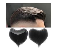 Perruques pour Hommes Toupet for hommes Hairline 6 "Postiche frontal 100% Densité Perruque de cheveux humains V Forme frontale 0,05-0,14 mm Peau fine PU Base # 1B Noir cassé Toupet pour Hommes(2x16)