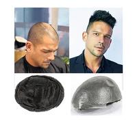Perruques pour Hommes Unités européennes de système de cheveux humains naturel ondulé hommes toupet peau Ultra mince Pu Base V-boucle postiches hommes toupet pour un usage quotidien masculin (Color :