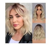 Perruques pour un usage quotidien, cheveux naturels, courts, marron, bleu foncé, perruque synthétique, frange pour femme, bleu foncé, rose, noir, perruque Lolita, fête, cosplay (couleur :