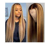 Perruques Pré-Plumed Highlight Ombre Lace Front Wig Cheveux Humains P4 / 27 13X4 HD Transparent Droite Dentelle Frontale Perruques for Les Femmes Noires Brésiliennes Remy Cheveux Perruque dames (Size