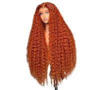 Perruques prêtes à porter Gingembre Orange vague profonde 13X4 Hd Lace Front perruque de cheveux humains 100% 250 densité bouclés pré plumés perruques Idéales pour les débu(34inches)