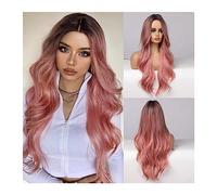 Perruques prêtes à porter Longue vague de corps Ombre noir rose Cosplay perruques résistant à la chaleur synthétiques partie centrale Lolita naturelles for les femmes pour les débu