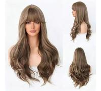 Perruques prêtes à porter Perruque De Cheveux Longs Féminins, Tête Complète Avec Frange Noire, Grosses Vagues, Respirabilité Naturelle, Moelleuse pour les débu(B)