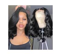 Perruques prêtes à porter Perruques courtes en cheveux humains brésiliens 180% avec dentelle frontale transparente 13x4 for femmes pour les débu(16inches)
