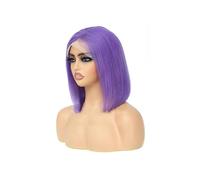 Perruques prêtes à porter Perruques courtes en cheveux humains rose clair, coupe au carré, 13x4, dentelle transparente, pré-épilées pour les débu(Rose Purple,10inches)