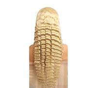 Perruques prêtes à porter Perruques de cheveux humains blondes à vagues profondes HD, densité 250, pré-épilées for femmes Idéales pour les débu(22inches)