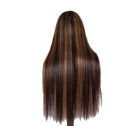 Perruques prêtes à porter Perruques de cheveux humains droites à reflets 13x4 Hd, perruques avant en dentelle pré-épilées densité 220% for femmes pour les débu(34inches)