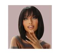Perruques prêtes à porter Short Bob Wigs Human Hair with Bangs Straight Wig 8 Inch Full Machine Made pour les débu(12inches)