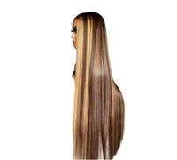 Perruques réalistes 13x4 perruque droite à reflets cheveux humains 220% densité miel blond HD dentelle frontale perruques Coiffure Femme(26inches)