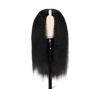 Perruques réalistes Perruque de cheveux humains lisses en V, sans colle, densité 250, noir naturel, for femmes noires Coiffure Femme(34inches)