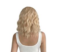 Perruques réalistes Perruque synthétique bou courte blonde platine, cheveux Bob ondulés avec raie centrale, naissance des naturelle Coiffure Femme