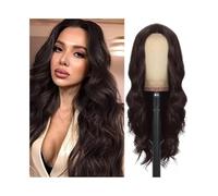 Perruques réalistes Perruque synthétique tendance for femme, cheveux longs, bouclés, noirs, ondulés Coiffure Femme(Dark brown-103F)