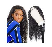Perruques réalistes Perruques de cheveux humains bouclés en U for femmes noires, 25,4 à 66 cm long, perruque brésilienne bou sans colle forme, densité 180% Coiffure Femme(22inches)