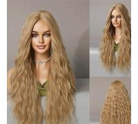 Perruques réalistes Petite perruque bou cheveux longs for femmes avec de grandes vagues et des boucles ondulées qui divisent l'eau, disponible en plusieurs couleurs Coiffure Femme(Yellow)