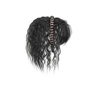Perruques réalistes Simulation Cheveux Frange Perruque Pièce Frontal Bandeau Une Tête Couverture de Cheveux Blanche Filles Perruques Coiffure Femme (Cheveux bouclés noirs-25 cm)