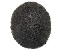 Perruques Respirantes pour Hommes Noir 25 mm Bouclés 100% Cheveux Humains Naturels 120 6x9#6mm Wave 1B