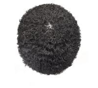 Perruques Respirantes pour Hommes Noir 25 mm Bouclés 100% Cheveux Humains Naturels 120 6x9#8mm Wave 1B