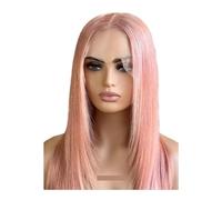 Perruques roses transparentes en dentelle frontale 13x6x1 for femmes noires, cheveux humains pré-épilés, lisses, sans colle, densité 180 Extensions de cheveux(Pink,16inch)