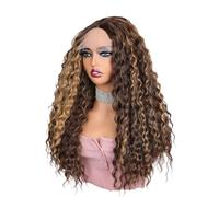 Perruques sans colle bou s avant de dentelle brune de 26 pouces for les femmes noires, perruque ondulée densité 180 avec cheveux naturels pré-épilés Effet naturel et Volumineux