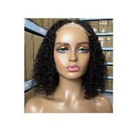 Perruques sans colle, Wear and Go 5x5 Jerry bouclés Bob cheveux humains dentelle avant perruques for femmes noires 200 densité(14inch)