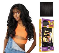 Perruques Sensationnel Butta Lace 90s Bangs - unit 906 sans colle, large raie profonde, synth tique, ligne de cheveux pr - pil e (1B OFFBLACK)