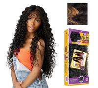 Perruques Sensationnel Butta Lace 90Sbangs - Unit 916 sans colle avec partie centrale large et profonde, ligne de cheveux synthtique pr-pile