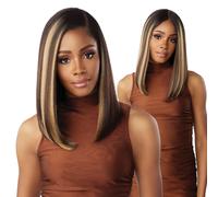 Perruques Sensationnel What lace 13x6 - Shiyana 14 pouces mélange de cheveux humains dentelle frontale sans colle synthétique avec densité nature