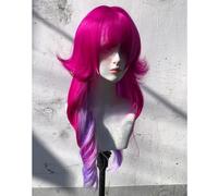 Perruques Superposées Ondulées Longues Pour Femmes Frange En Forme De M Ombre Split Dye Perruque De Style Lolita Gothique Gothique Réaliste (Rose Rouge violet mélangé)