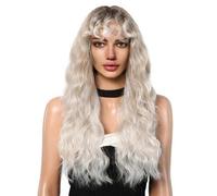 perruques superposées Petite perruque de cheveux longs bouclés en or blanc avec atmosphère paresseuse, coiffure pleine tête