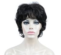 Perruques synth tiques Aimole pour femmes, perruque courte boucl e en fibre avec frange d grad e (4 brun fonc )